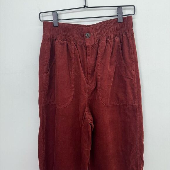 Madewell Women’s Rusted Burgundy Corduroy Tapered Huston Pull-On Crop Pants - Picture 8 of 11